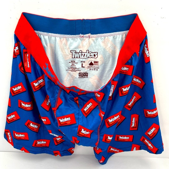SWAG, TWIZZLERS MEN’S BLUE BOXER BRIEFS,92% MICROPOLYESTER 8% ELASTANE, LARGE - Picture 3 of 10
